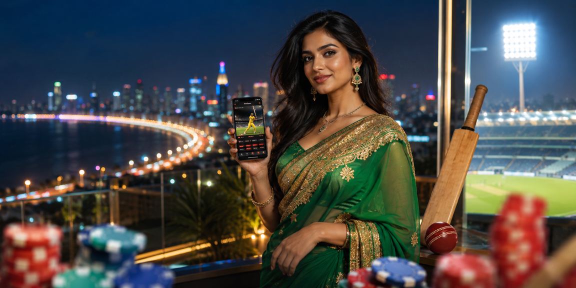 Night view of Mumbai Marine Drive and cricket betting activity